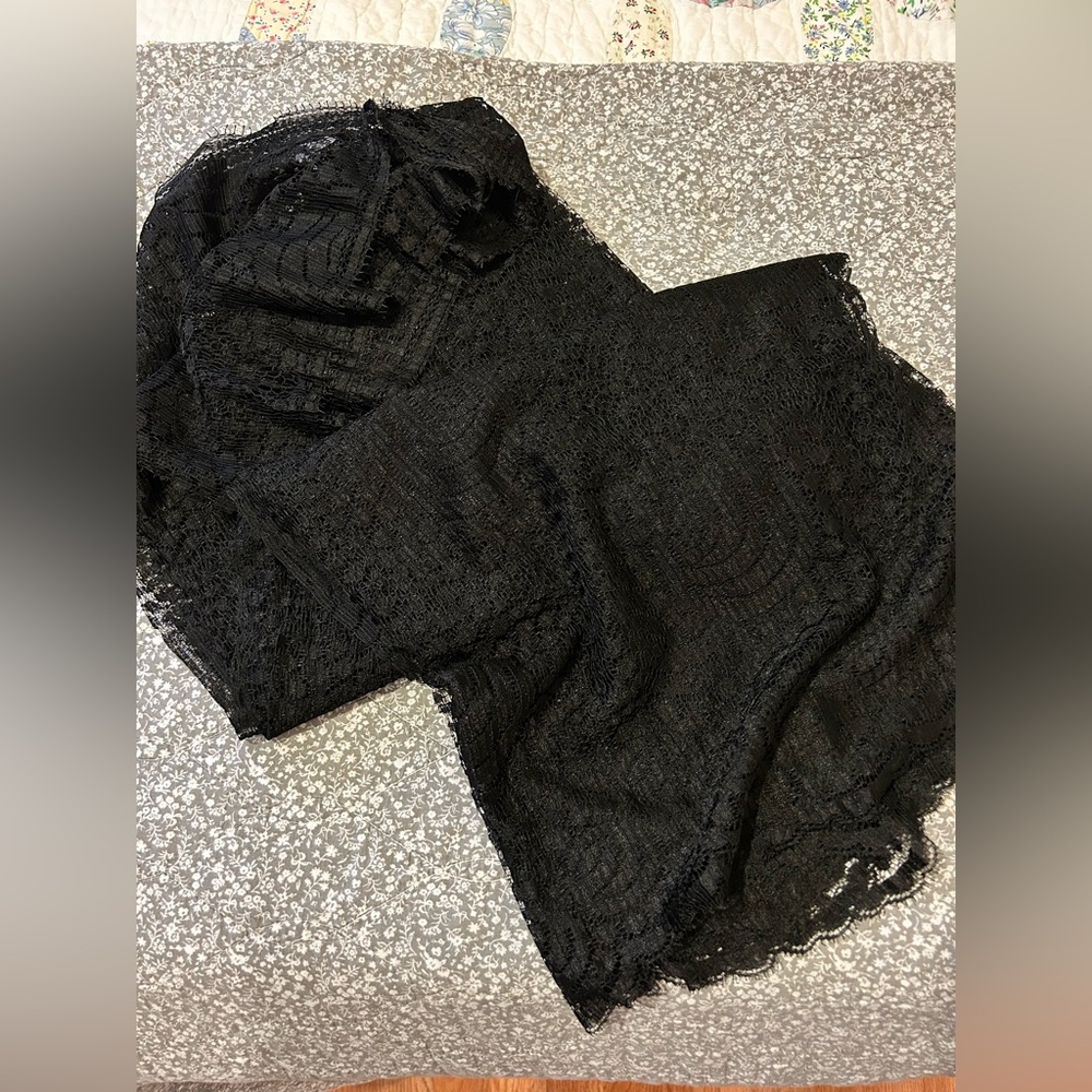 Vintage fabric, black border lace 4 yards